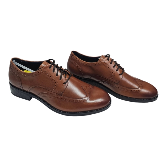 NWT COLE HAAN MENS GRAND DRESS WINGTIP OXFORD SIZE 9.5 BRITISH TAN - Picture 1 of 9